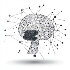Poster - Abstract brain illustration with interconnected nodes and lines, symbolizing technology and neuroscience.