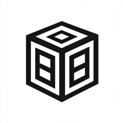 Poster - A modern, geometric black and white cube design with a striking three-dimensional effect.