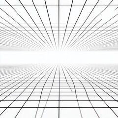 Poster - A minimalist black and white grid leading to a bright horizon, creating a sense of depth and infinity.