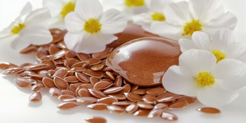 Poster - A close-up of rich chocolates surrounded by fresh flowers
