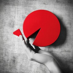 Poster - A hand holding a red pie chart symbolizing data analysis and statistics.