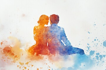 Poster - A couple sits together on the ground, looking relaxed