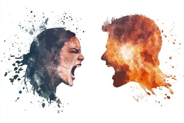 Poster - A pair standing face to face, surrounded by flames
