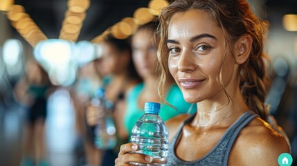 Poster - illustrate a person using a reusable water bottle at the