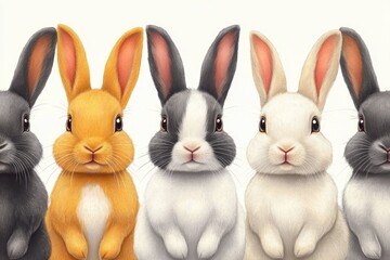 Poster - Rabbits sit together, friendly and relaxed