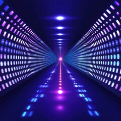 Poster - A futuristic purple and blue light tunnel creates an immersive digital experience, drawing the viewer into its vibrant depths.