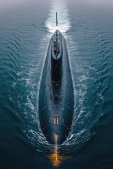Poster - A large submarine floating on the surface of the water