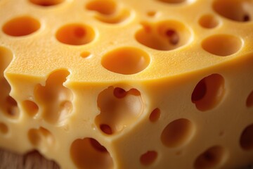 Poster - A picture of a piece of cheese with holes in it