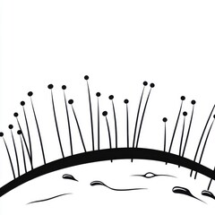 Poster - Abstract illustration of a delicate, organic structure in black and white, featuring slender lines and circular elements.