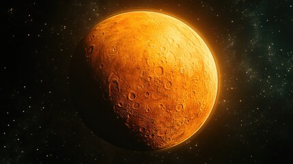 Poster - A bright orange moon is seen in the center of a star-filled space, offering a unique celestial scene