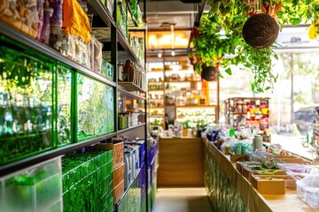 Poster - A store filled with various botanicals and glassware, offering a unique shopping experience