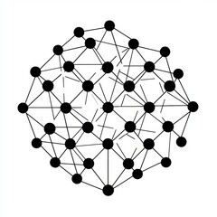 Poster - Intricate abstract network design featuring interconnected nodes in black, symbolizing connections and communication.