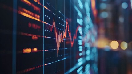 Poster - analyzing financial trends urban environment data visualization digital display night view business 