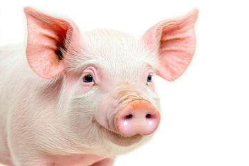 Aufkleber - A close-up image of a pig's face on a white background, suitable for use in animal-themed designs, illustrations, and more