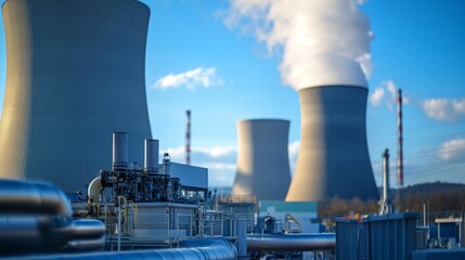 Aufkleber - industrial power generation cooling towers and infrastructure energy facility urban setting daytime 