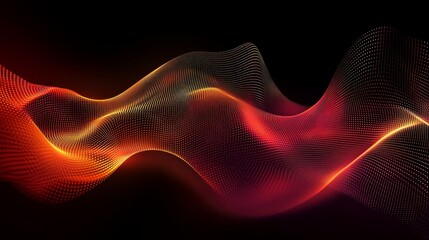 Poster - Abstract red and orange wave on black background.