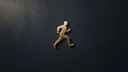 Poster - Running figure silhouette against dark wall dynamic art concept minimalist design abstract environment creative viewpoint