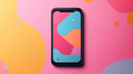 Poster - Vibrant abstract smartphone wallpaper digital creation colorful background modern aesthetic artistic viewpoint visual inspiration