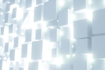 Aufkleber - A wall of white cubes in a minimalist room setting