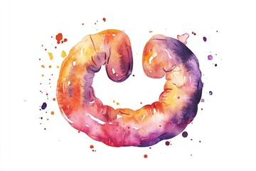 Poster - Delicate watercolor illustration of a colorful doughnut with sprinkles, perfect for foodie or baking-themed designs