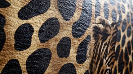 Poster - Artistic representation of a tiger's face with giraffe pattern in close-up studio digital art abstract concept