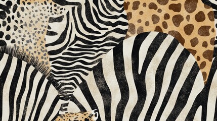 Poster - Animal patterns zebra and leopard prints artful design modern environment creative viewpoint nature concept