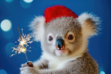 Aufkleber - A koala holds a sparkler in its paws