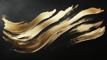 Poster - Dynamic gold brush strokes abstract art digital design modern aesthetic close-up creative expression