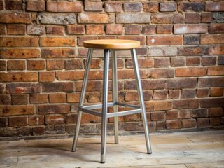 Stylish Metal Barstool Against a Rustic Brick Wall