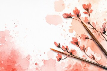 Poster - Two paint brushes resting on a piece of paper, perfect for art or design projects