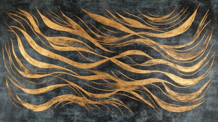 Poster - Dynamic golden waves art abstract artwork contemporary gallery modern environment minimalist viewpoint visual concept