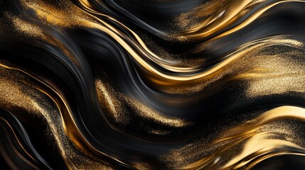 Poster - Dynamic flow of golden waves abstract art digital creation luxurious environment close-up view visual elegance