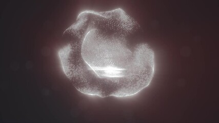 Fototapete - Silvery white particles form an ethereal sphere shape in a dark environment, with a bright, reflective glow in the center background, video in high quality 4k, motion design