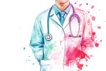 Aufkleber - A medical professional examining a patient's vital signs with a stethoscope