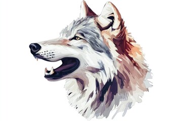 Aufkleber - Close-up of a wolf's head on a white background