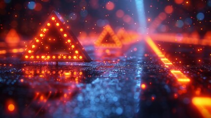 Poster - create a series of neon traffic flow symbols, including shining
