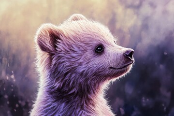 Poster - Close-up shot of a bear's face with blurred background