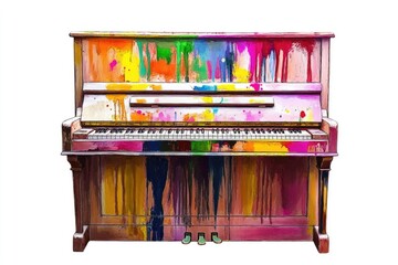 Poster - A colorful piano covered in artistic paint