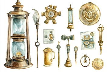 Poster - A colorful watercolor painting of various everyday objects, perfect for use in designs related to creativity, imagination, or whimsy