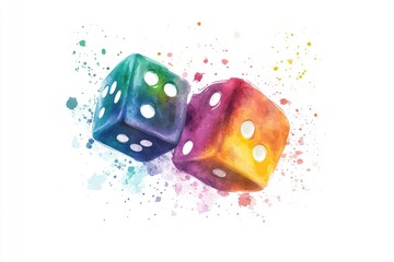 Poster - A pair of colorful dice sitting next to each other