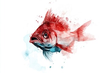 Poster - A vibrant red fish swimming on a clean white surface