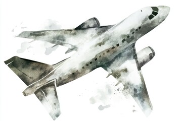 Poster - A plane soaring through the clouds with a gentle blue sky background, ideal for travel or transportation concepts