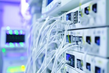 Poster - A collection of wires plugged into a wall outlet, ideal for use in illustrations about electrical systems or DIY projects