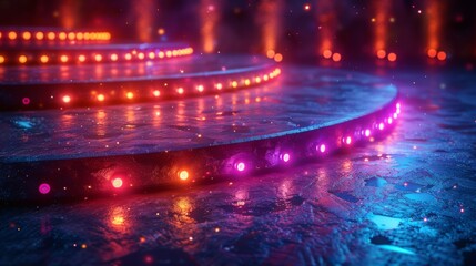 Poster - Devise a neon set of leadership symbols, including illuminated podiums