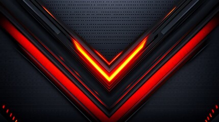 Leinwandbilder - Abstract background with red and black V shape.  Futuristic, tech design.