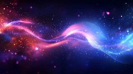 Fototapete - A vibrant abstract image showcasing swirling waves of light in purple, pink, and blue hues.