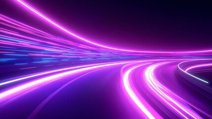 Poster - Vibrant neon light trails create a dynamic and futuristic ambiance in this abstract portrayal of speed and motion.