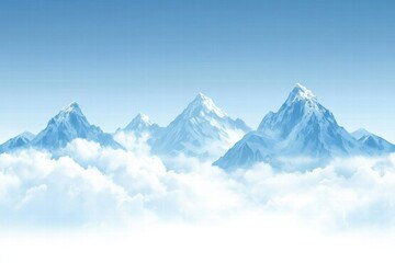 Poster - Majestic mountain peaks rising above clouds creating a serene landscape ready for imagination and inspiration. Generative AI