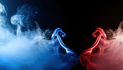Poster - Stunning Abstract Neon Flame Cloud Blue vs Red Smoke Effect on Black Background Captivating Visuals of Colorful Dust and Ethereal Vortex for Artistic Inspiration and Creative Projects