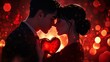© Nathan - A romantic couple sharing a tender moment with a heart-shaped light, surrounded by warm glowing bokeh.